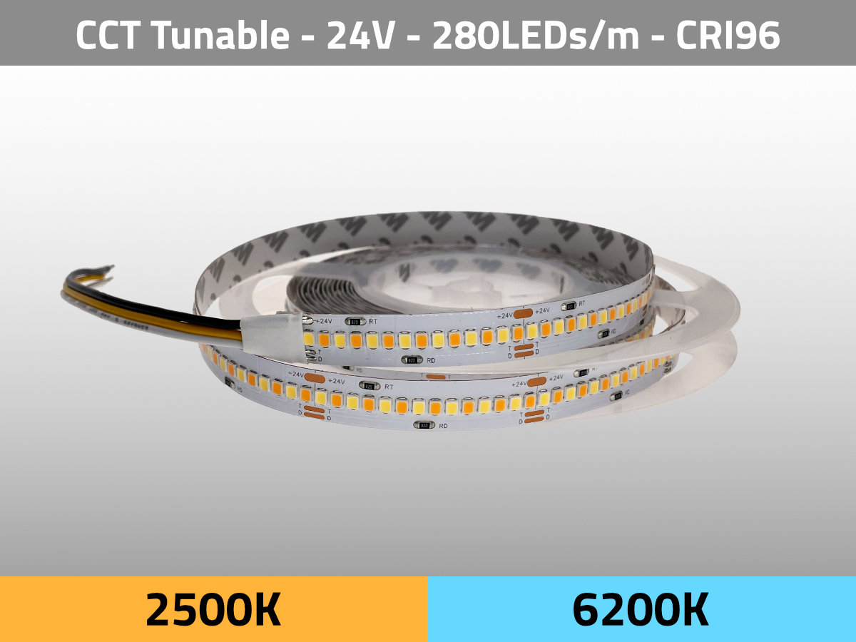 LED STREIFEN CCT Tunable 2500K 6200K 24V CRI96 front