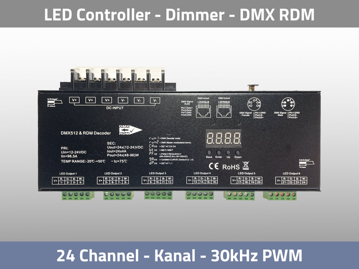 LED Dimmer 30kHz flickerfrei DMX RDM 24 Kanal Top