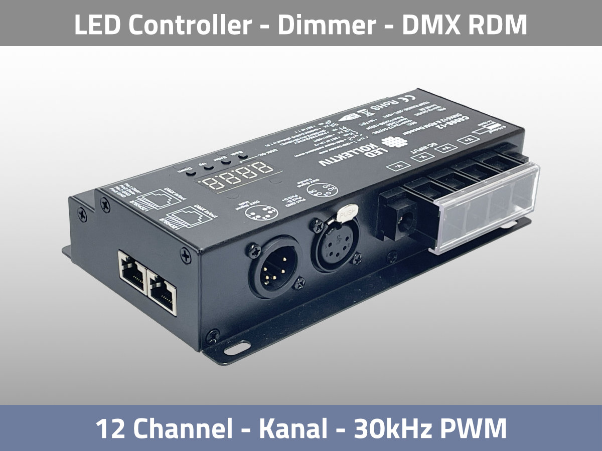 LED Dimmer 30kHz flickerfrei DMX RDM 12 Kanal Rückseite