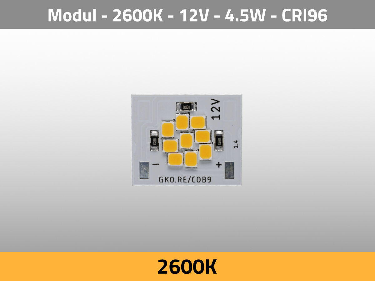 LED Modul COB 9 2600K Tungsten Kunstlicht 12V CRI96