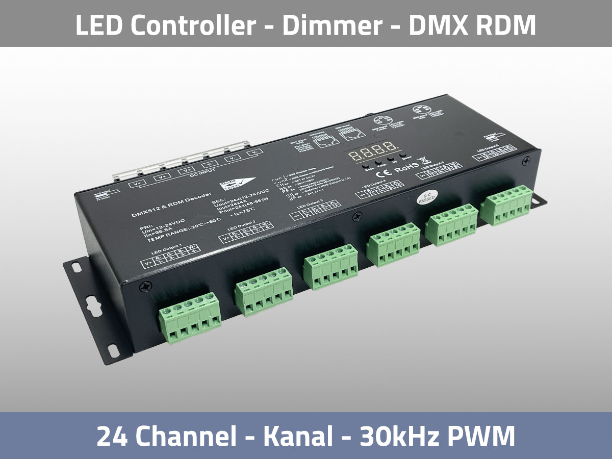 LED Dimmer 30kHz flickerfrei DMX RDM 24 Kanal